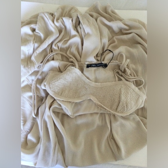 NEW Zara X Renewcell Ecru Corset Sundress Viscose Maxi Long Strappy Dress M - Picture 5 of 16